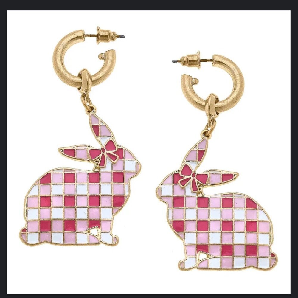 Stella Gingham Bunny Earrings